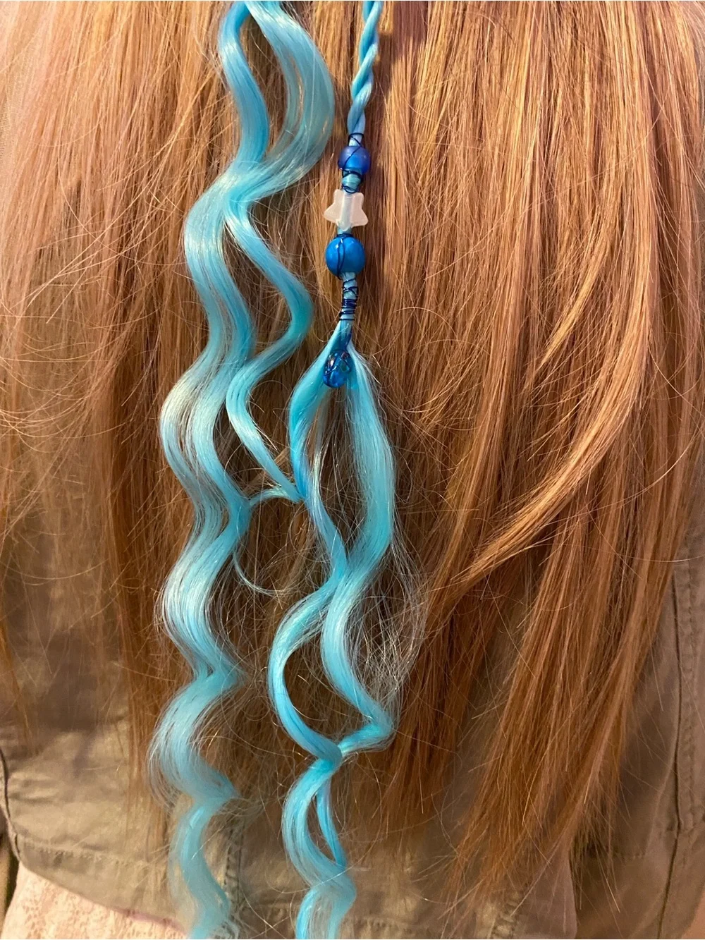 Bright Blue Curly Hair Extension Accent